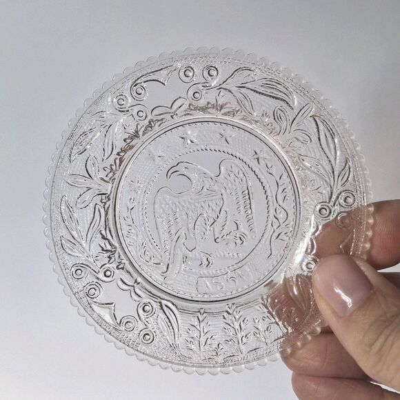 Westmoreland Pressed Glass American Eagle 1831 Patriotic 5 Star 3-5/8" Cup Plate - Picture 1 of 3